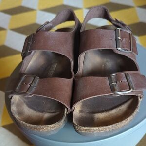 Birkenstock Milano Dark Brown Leather Sandals. Size 41- Mens 8.